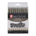 Sakura Fineliner Pigma Micron Set 10 pennor (003, 005, 01, 02, 03, 04, 05, 08, 1