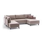 Efsunlu U-sofabed Krämvit/Svart 825BLC2531