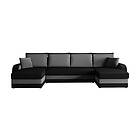 Alvared 4-sits Sovesofa med Dobbeltsjeselong Förvaring Sammet/Sort/Grå