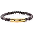 Scottsberry Mörkbrunt läderarmband guld