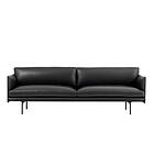 Muuto Outline 3-Seater Refine Leather Black/Black Base