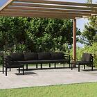 vidaXL Loungegrupp för trädgården 6 delar med dynor aluminium antracit