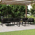 vidaXL Loungegrupp för trädgården 8 delar med dynor aluminium antracit