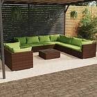 vidaXL Loungegrupp för trädgården med dynor 10delar konstrotting brun