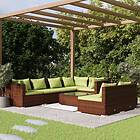 vidaXL Lounge-ryhmä för trädgården med dynor 8 delar brun konstrotting