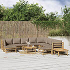 vidaXL Loungegrupp 12 delar taupe dynor bambu