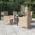 vidaXL Matgrupp för trädgården med dynor 5 delar beige