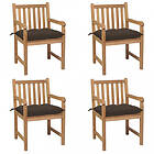 vidaXL Trädgårdsstolar med taupe dynor 4 st massiv teak 3073027