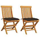 vidaXL Trädgårdsstolar med taupe dynor 2 st massiv teak 3062483