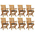 vidaXL Trädgårdsstolar med taupe dynor 8 st massiv teak 3072897