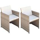 vidaXL Trädgårdsstolar 2 st med dynor och kuddar konstrotting beige 42561