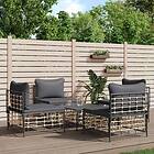 vidaXL Loungegrupp 5 delar med dynor antracit konstrotting 3186711