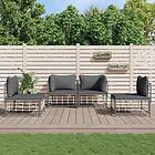 vidaXL Loungegrupp 4 delar med dynor antracit konstrotting 3186713