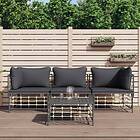 vidaXL Loungegrupp 4 delar med dynor antracit konstrotting 3186697