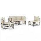 vidaXL Loungegrupp 4 delar med dynor antracit konstrotting 3186712