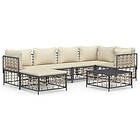 vidaXL Loungegrupp 7 delar med dynor antracit konstrotting 3186772