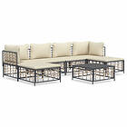 vidaXL Loungegrupp 7 delar med dynor antracit konstrotting 3186780