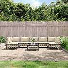 vidaXL Loungegrupp 8 delar med dynor antracit konstrotting 3186794