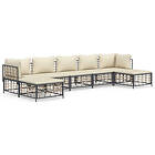 vidaXL Loungegrupp 7 delar med dynor antracit konstrotting 3186782