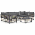 vidaXL Loungegrupp 7 delar med dynor antracit konstrotting 3186799