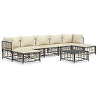 vidaXL Loungegrupp 8 delar med dynor antracit konstrotting 3186784
