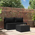 vidaXL Loungegrupp för trädgården med dynor 3 delar svart konstrotting 319787