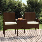 vidaXL Trädgårdssoffa 2-sits med bord konstrotting brun 317622