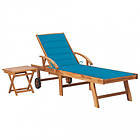 vidaXL Solseng med bord och dyna massiv teak 3063025