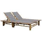 vidaXL Chaise longue med dynor 2 personer bambu 3063946