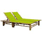 vidaXL Chaise longue med dynor 2 personer bambu 3063956