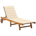 vidaXL Chaise longue med dyna massivt akaciaträ 3061346