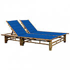 vidaXL Chaise longue med dynor 2 personer bambu 3063955