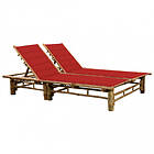 vidaXL Chaise longue med dynor 2 personer bambu 3063951