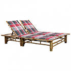 vidaXL Solsäng med dynor 2 personer bambu 3063958