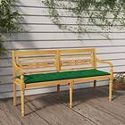 vidaXL Bataviabänk med grön dyna 150 cm massiv teak 3100846