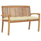vidaXL Stapelbar trädgårdsbench med dyna 128.5 cm massiv teak 3063296