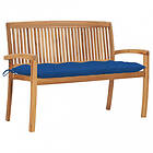 vidaXL Stapelbar trädgårdsbench med dyna 128.5 cm massiv teak 3063304