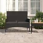 vidaXL Trädgårdsbench 2-sits med dynor konstrotting svart 319490
