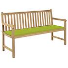 vidaXL Trädgårdsbench med ljusgrön dyna 150 cm massiv teak 3062714