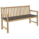 vidaXL Trädgårdsbench med taupe dyna 150 cm massiv teak 3062711