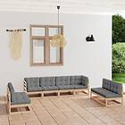 vidaXL Loungegrupp med dynor 8 delar massiv furu 3076479