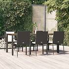 vidaXL Matgrupp för trädgården med dynor 7 delar svart konstrotting 3157967
