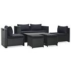 vidaXL Loungegrupp för trädgården med dynor 6 delar konstrotting svart 47809