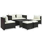 vidaXL Loungegrupp för trädgården med dynor 6 delar konstrotting brun 47808