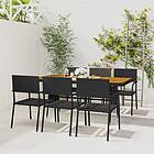 vidaXL Matgrupp för trädgården 7 delar konstrotting svart 3120106