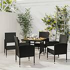 vidaXL Matgrupp för trädgården 5 delar konstrotting svart 3120090