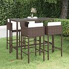 vidaXL Bar Sæt 5 Dele med Hynder Brun Poly Rattan 3094792