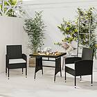 vidaXL Matgrupp för trädgården 3 delar konstrotting svart 3120088