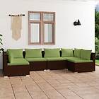 vidaXL Loungegrupp för trädgården med dynor 6 delar konstrotting brun 3101876