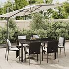 vidaXL Matgrupp för trädgården med dynor 7 delar svart konstrotting 3184978